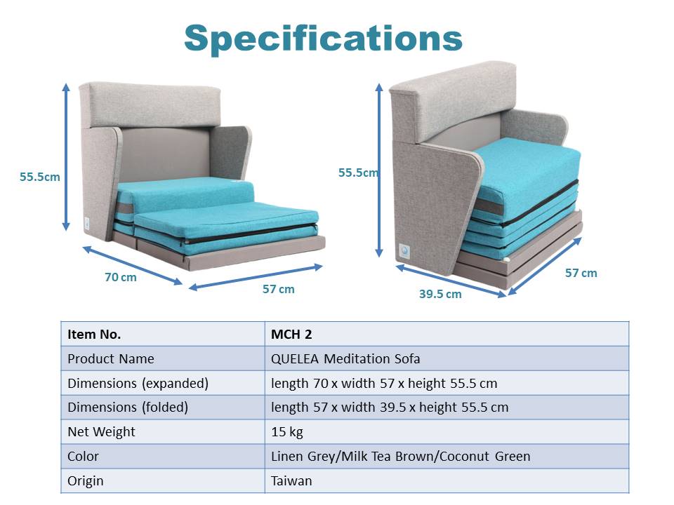 the specification of the meditation chair