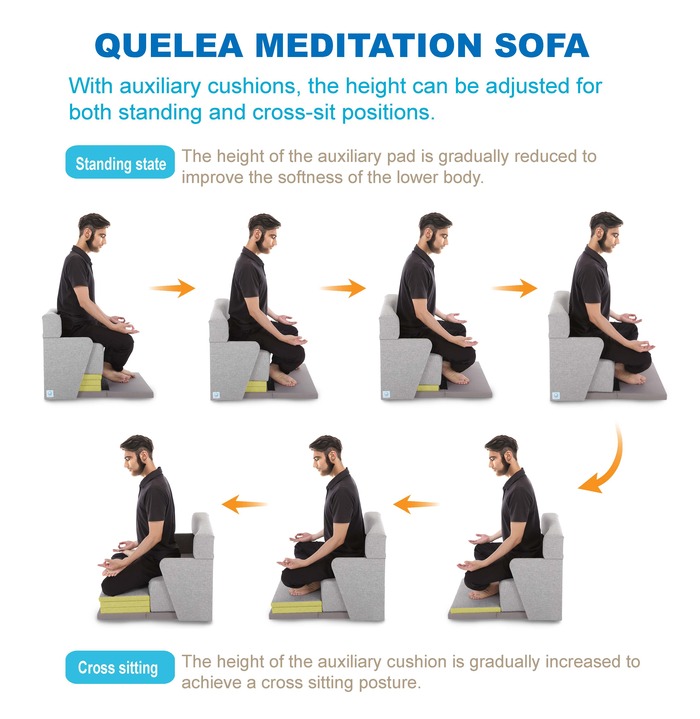 the meditation chair, adjustable, both standing and cross-sit positions